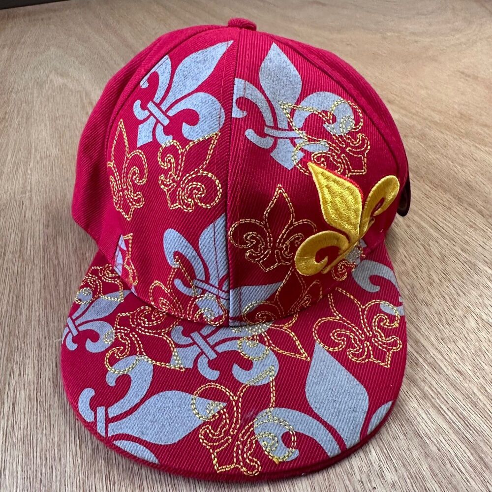 Yes Fashion Women’s/Men's Red Baseball Cap Fleur de Lis Embroidered NWT